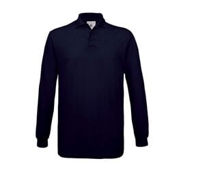 B&C BC425 - Camisa Polo 100% Algodão Manga Longa Azul marinho