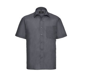 Russell Collection JZ935 - Camisa De Homem De Manga Curta - Polycotton Easy Care Popline Convoy Grey