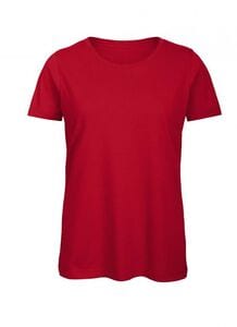 B&C BC043 - Camiseta Feminina de Algodão Orgânico Vermelho