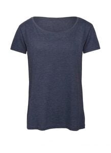 B&C BC056 - Camiseta Feminina Tri-Blend Heather Navy