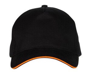 Black&Match BM910 - Cap de 5% de algodão 100% Black/Orange