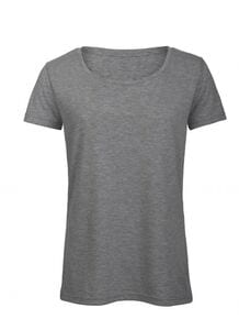 B&C BC056 - Camiseta Feminina Tri-Blend Heather Light Grey