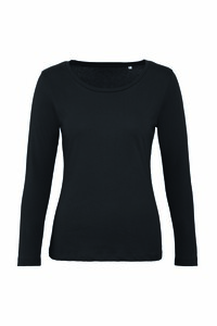 B&C BC071 - Camiseta feminina de manga longa 100% algodão orgânico Preto