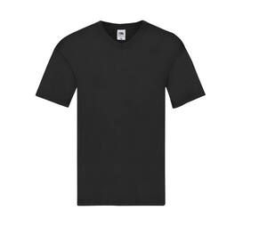 Fruit of the Loom SC224 - Camiseta masculina com decote em V 100% algodão Preto
