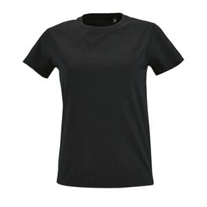 SOL'S 02080 - Imperial FIT WOMEN T Shirt Cintada De Gola Redonda Para Senhora Preto profundo