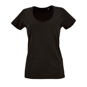 SOL'S 02079 - Metropolitan T Shirt Com Decote Redondo Para Senhora Preto profundo