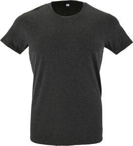 SOL'S 00553 - REGENT FIT T Shirt Justa De Gola Redonda Para Homem Charcoal Melange