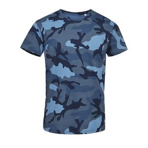 SOL'S 01188 - Camo Men T Shirt De Gola Redonda Para Homem Camouflado azul