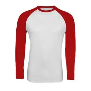 SOL'S 02942 - Funky Lsl T Shirt Bicolor Com Mangas Compridas Raglã Para Homem Branco / Vermelho