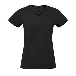 SOL'S 02941 - Imperial V Women T Shirt Com Gola Em "V" Para Senhora Preto profundo