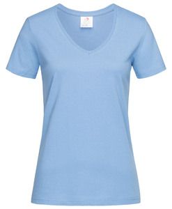 Stedman STE2700 - Camiseta clássica de decote em V feminino Light Blue