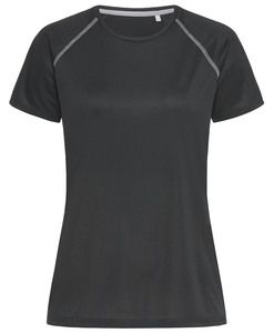 Stedman STE8130 - T-shirt ativa da equipe Raglan Round Round Neck Black Opal