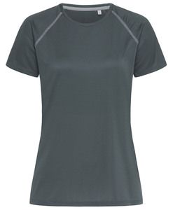 Stedman STE8130 - T-shirt ativa da equipe Raglan Round Round Neck Granite Grey
