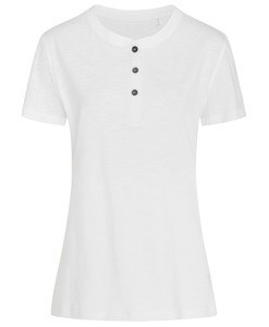 Stedman STE9530 - Camiseta do pescoço redondo de Sharon SS com botões Branco