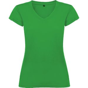 Roly CA6646 - VICTORIA T-shirt feminina com decote em bico e acabamentos com debruado canelado Tropical Green