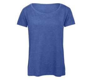 B&C BC056 - Camiseta Feminina Tri-Blend Heather Royal Blue