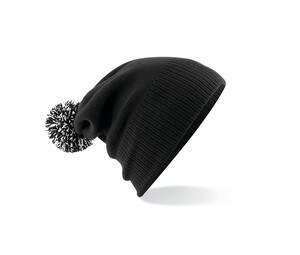 Beechfield BF450 - Gorro com Pom Pom Preto / Branco