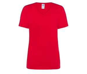 JHK JK158 - Camiseta mulher gola V Vermelho