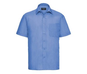 Russell Collection JZ935 - Camisa De Homem De Manga Curta - Polycotton Easy Care Popline Corporate Blue