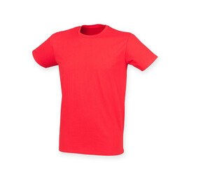 Skinnifit SF121 - Camiseta de algodão alongada masculina Bright Red