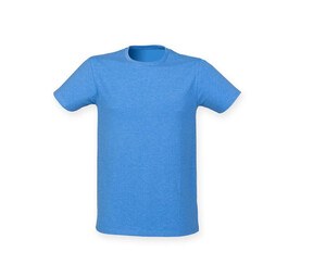 Skinnifit SF121 - Camiseta de algodão alongada masculina Heather Blue