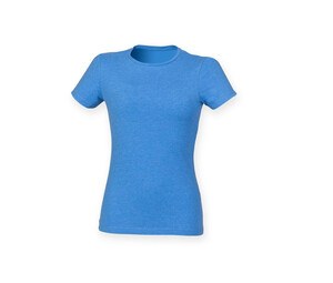 Skinnifit SK121 - Camiseta de algodão feminino Heather Blue