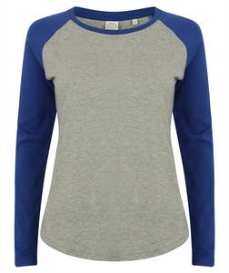 SF Women SK271 - Camisa mangas compridas baseball mulher Heather Grey/ Royal