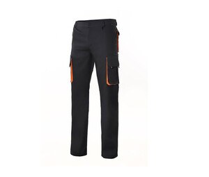 VELILLA V3004 - Calças profissionais multibolsos bicor Black / Orange
