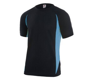 VELILLA V5501 - T-SHIRT TECHNIQUE BICOLORE Black / Sky Blue