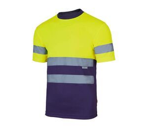 VELILLA V5506 - Camiseta técnica de alta visibilidade de dois tons Fluo Yellow / Navy