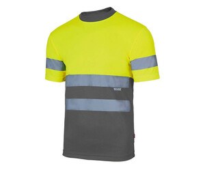 VELILLA V5506 - Camiseta técnica de alta visibilidade de dois tons Fluo Yellow / Grey