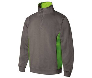 VELILLA V5704 - SWEAT BICOLORE COL ZIPPÉ Grey/ Lime