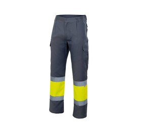 VELILLA VL157 - Calça profissional alta visibilidade Grey/Fluo Yellow