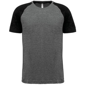 Proact PA4010 - T-shirt Triblend bicolor de desporto de adulto Grey Heather / Black Heather