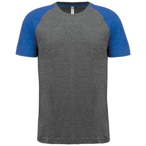 Proact PA4010 - T-shirt Triblend bicolor de desporto de adulto Grey Heather / Sporty Royal Blue Heather