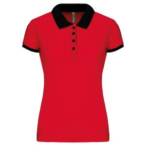 Kariban K259 - Polo de senhora piqué bicolor Vermelho / Preto