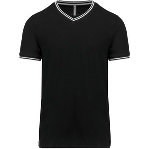 Kariban K374 - T-shirt de homem em malha piqué com decote V Black/ Light Grey/ White
