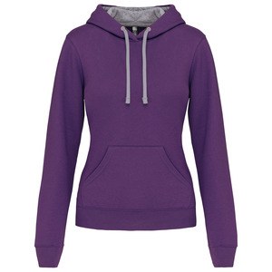 Kariban K465 - Sweatshirt de senhora com capuz em contraste Purple / Oxford Grey