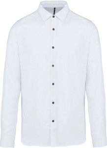 Kariban K588 - Camisa de linho de homem de manga comprida White