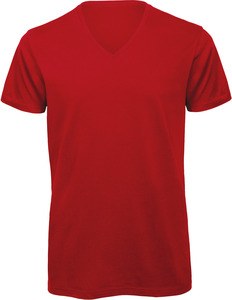 B&C CGTM044 - T-shirt Organic Inspire de homem com decote em V Vermelho