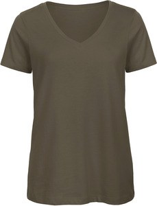 B&C CGTW045 - T-shirt Organic Inspire de senhora com decote em V Caqui