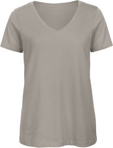 B&C CGTW045 - T-shirt Organic Inspire de senhora com decote em V Cinzento claro