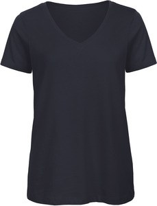 B&C CGTW045 - T-shirt Organic Inspire de senhora com decote em V Azul marinho