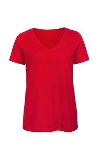 B&C CGTW045 - T-shirt Organic Inspire de senhora com decote em V Vermelho