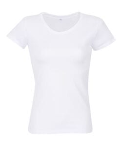 RTP Apparel 03257 - Tempo 185 Women T Shirt Cortada E Cosida De Mangas Curtas Para Senhora White