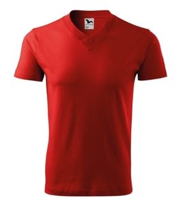 Malfini 102 - T-shirt unissex de decote em V. Vermelho