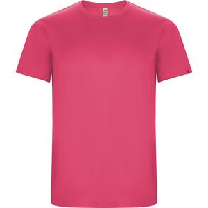 Roly CA0427 - IMOLA T-shirt técnica de manga reglan em tecido de poliéster reciclado CONTROL DRY ROSA FLUORESCENTE