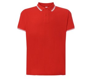 JHK JK205 - Camisa pólo masculina contrastante Vermelho / Branco
