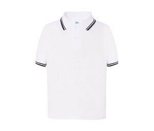 JHK JK205K - Camisa pólo infantil contrastante Branco / Marinho