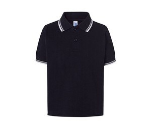 JHK JK205K - Camisa pólo infantil contrastante Branco / Marinho